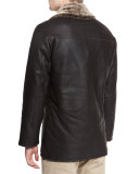 Cortina Leather & Shearling Fur Coat, Espresso
