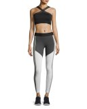 Racing Colorblock Performance Leggings, Chalk/Charcoal/White