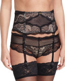 Présage Lace Waist-Cincher Garter Belt, Black