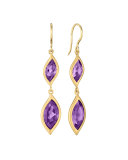 18K Yellow Gold & Amethyst Leaf Double-Drop Earrings