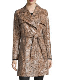 Snake-Print Leather Trenchcoat 