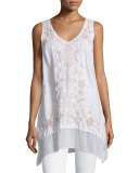 Aoko Sleeveless Embroidered Linen Tunic 