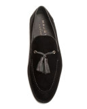 Dylan Velvet Tassel Loafer, Black