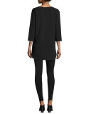 3/4-Sleeve Textured Lattice Tunic 