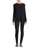 Banny Long-Sleeve A-Line Sweater, Black