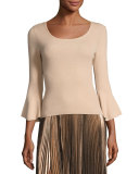 Tadeo Bell-Sleeve Fitted Top