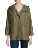Camea Hooded 3/4-Sleeve Jacket, Olive