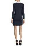Cecilee Long-Sleeve Colorblock Sheath Dress, Ivory