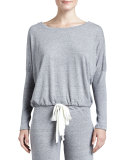 Slouchy Drawstring Tee, Gray Heather