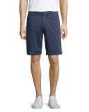 Brucer Flat-Front Shorts, Navy