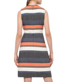 Striped Sleeveless Shift Dress, Orange Pattern