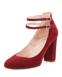 baneera suede ankle-strap pump, red chestnut