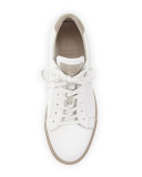 Leather Lace-Up Sneaker, White