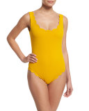 Palm Springs Scalloped One-Piece Swimsuit, Kava