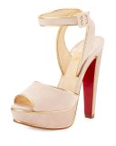 Louloudance Suede Platform Red Sole Sandal, Pink/Gold