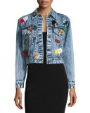 Chloe Embellished Cropped Denim Jacket