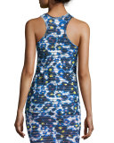 Scoop-Neck Floral-Panel Tank 