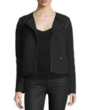 Quincy Quilted Snap-Front Jacket, Black