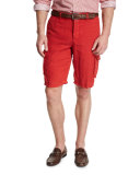 Linen Cargo Shorts, Red