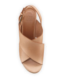 Cora Leather Espadrille Wedge Sandal, Bone