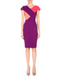 Tournay Colorblock Sheath Dress, Grape/Watermelon