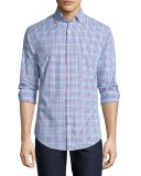 Mickey Performance Gingham Sport Shirt, Cottage Blue
