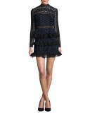 Star Lace-Paneled Mini Dress