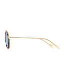 Conti Mirrored Round Aviator Sunglasses, Yellow