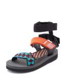 Printed Grip-Strap Sandal, Orange/Multi Pattern