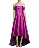 Strapless Jacquard Ball Gown, Pink Topaz