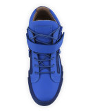 Men's Matte Leather Zip & Buckle Mid-Top Sneaker