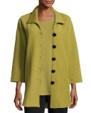 Ottoman Knit Wool Easy Shirt, Leaf 