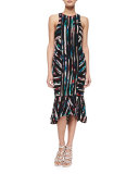 Sleeveless Flounce-Hem Dress