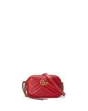 GG Marmont Mini Matelassé Camera Bag, Hibiscus Red