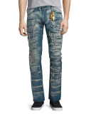 Super Distressed Denim Jeans, Blue