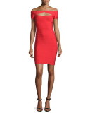 Off-the-Shoulder Cutout Dress, Coral Poppy