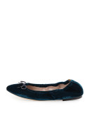 Gelsey Velvet Ballerina Flat, Petrolio