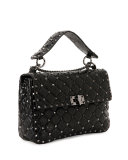 Rockstud Medium Matelasse Leather Shoulder Bag, Black