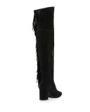 Jodi Fringe Suede Over-The-Knee Boot, Black