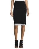 Aimee Layered Pencil Skirt, Black