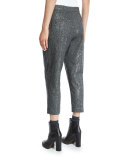 Paillette Chevron Cropped Pants, Onyx