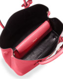 Saffiano Cuir Small Double Bag, Fuchsia (Peonia)