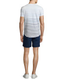Gradient-Stripe Short-Sleeve T-Shirt, White/Blue