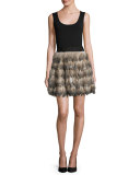 Cina Feather Flared Mini Skirt
