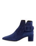 Polly Suede Buckle Bootie, Navy