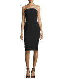 Strapless Structured Cocktail Dress, Black