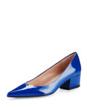 Largo Patent Low-Heel Pump, Ultramarine