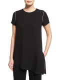 Jaden Short-Sleeve Asymmetric Tunic, Black 