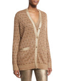 Metallic Deco Knit Cardigan, Brown