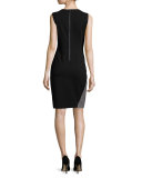 Carmen Sleeveless Two-Tone Sheath Dress, Black